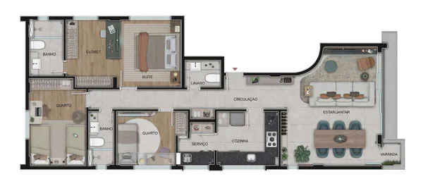 Apartamento à venda com 3 quartos, 107,64m² - Boa Viagem,Belo Horizonte