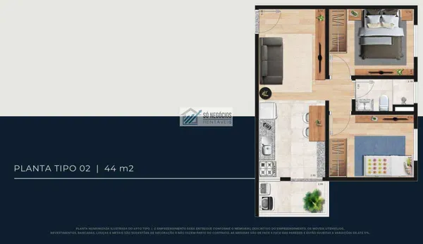 Apartamento à venda com 2 quartos - Jardim Iracema,