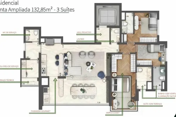 Apartamento à venda com 3 quartos, 133m² - Butantã,São Paulo